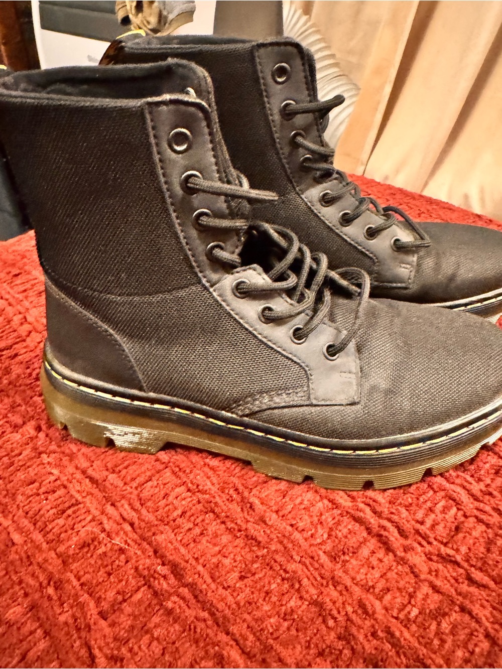 Dr. Martens Black Canvas Lace-Up Combat Boots